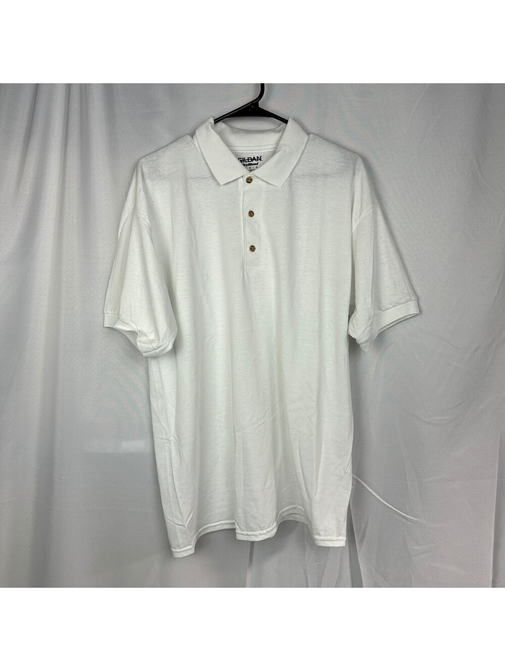 NWT Gildan Mens L White DryBlend Polo Shirt Moisture Wicking